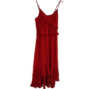 Senlis Red Raised Diamond Ruffle Hem Maxi Dress Womens Size Medium